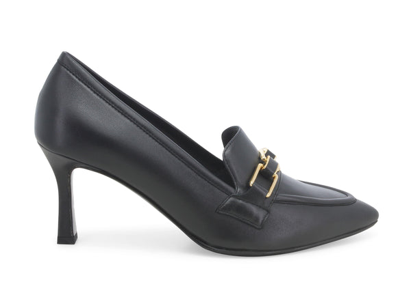 Melluso mocassini tacco alto tomaia pelle nera E5105-218570